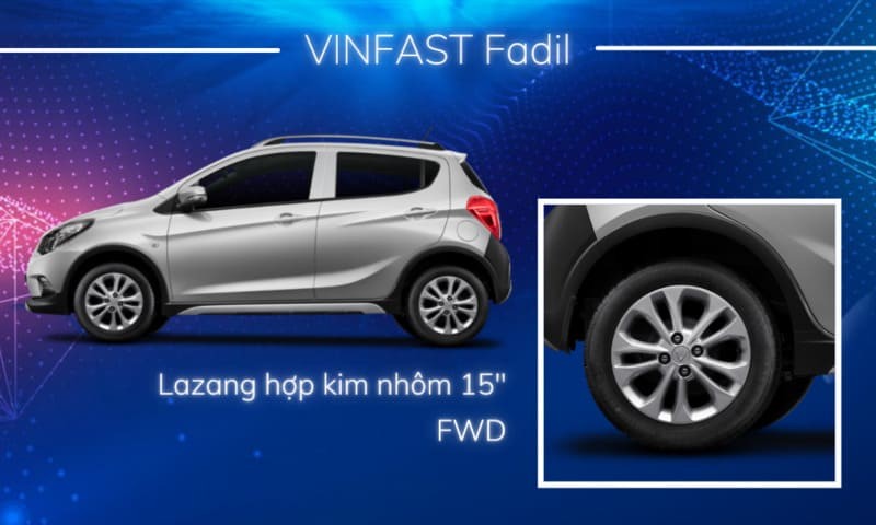 Mâm xe ô tô hợp kim nhôm của VinFast Fadil, một ví dụ về thông số kỹ thuật mâm xe tiêu chuẩn