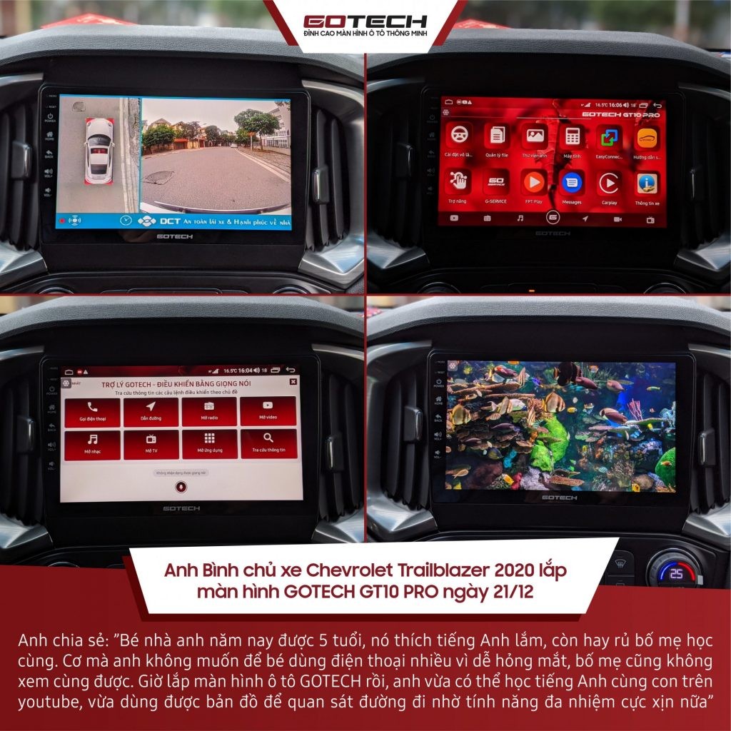 Lắp màn hình DVD Android Gotech cho Chevrolet Trailblazer