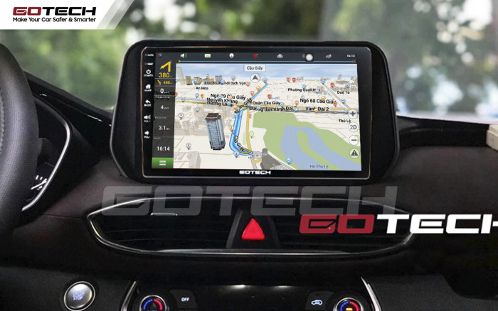 Hệ thống dẫn đường Vietmap hiển thị trên màn hình thông minh GOTECH của xe ô tô