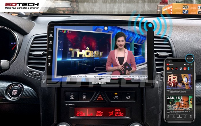 Màn hình GOTECH cho xe ô tô Kia Sorento 2009 hiển thị cuộc gọi đến từ điện thoại