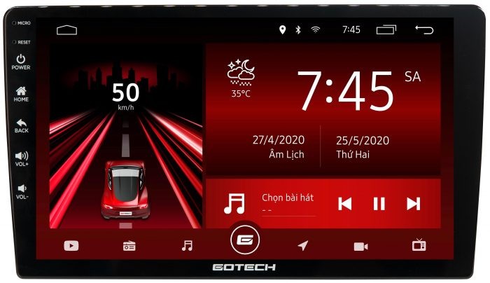 Giao diện hiện đại của màn hình android cho ô tô Captiva Gotech