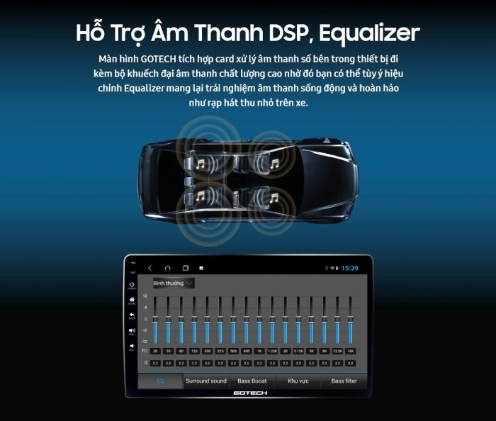 Tùy chỉnh equalizer âm thanh DSP trên màn hình GOTECH cho xe ô tô Kia Sorento 2009