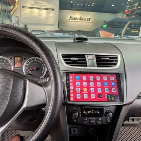 Màn hình Android thông minh trên táp-lô xe ô tô Suzuki Swift, hiển thị đa chức năng.