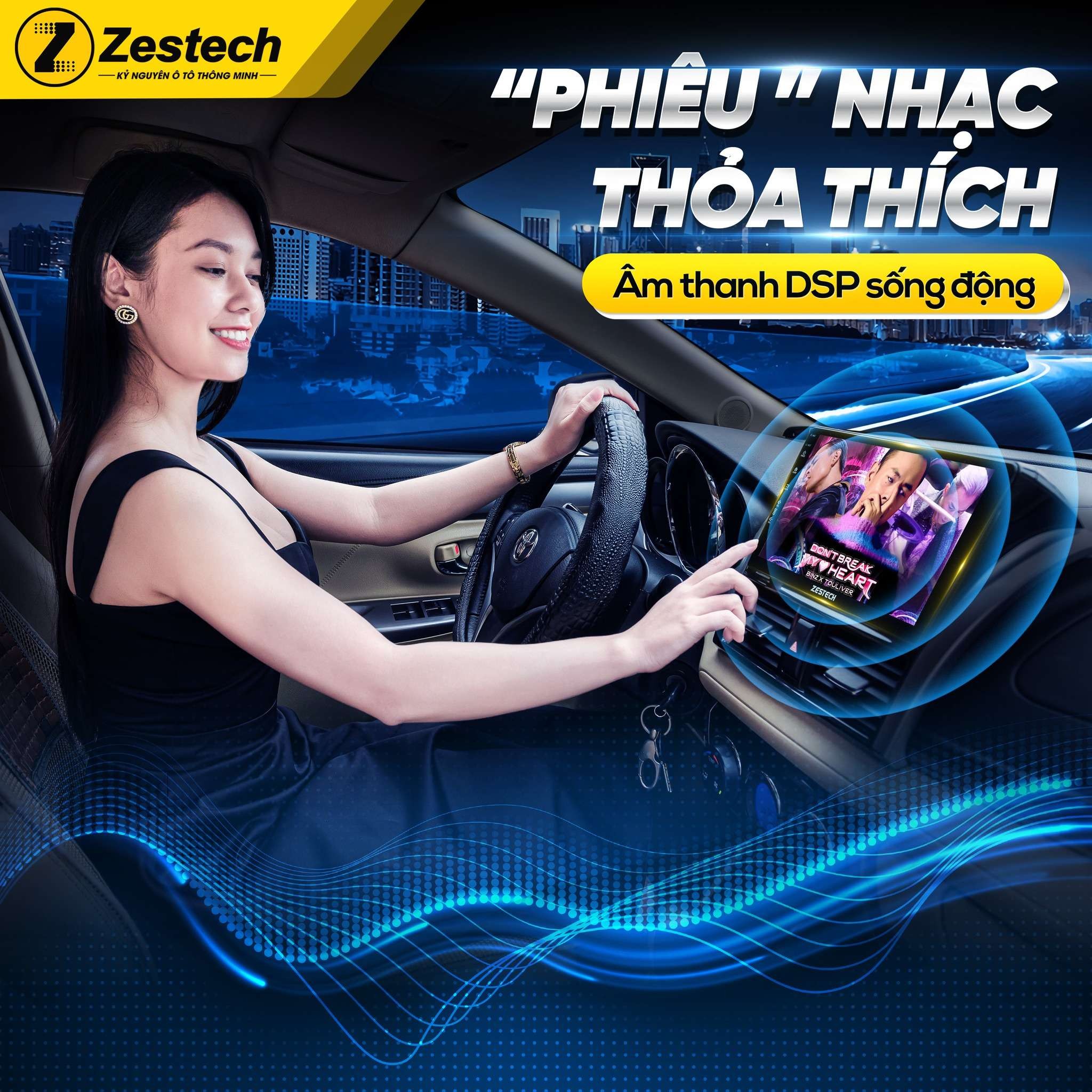 Màn hình Android Zestech với khả năng xử lý âm thanh sống động, hỗ trợ độ loa xe ô tô