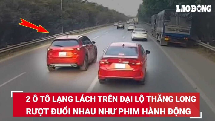 Hình ảnh giao thông hỗn loạn do hành vi lạng lách trước đầu xe ô tô gây ra