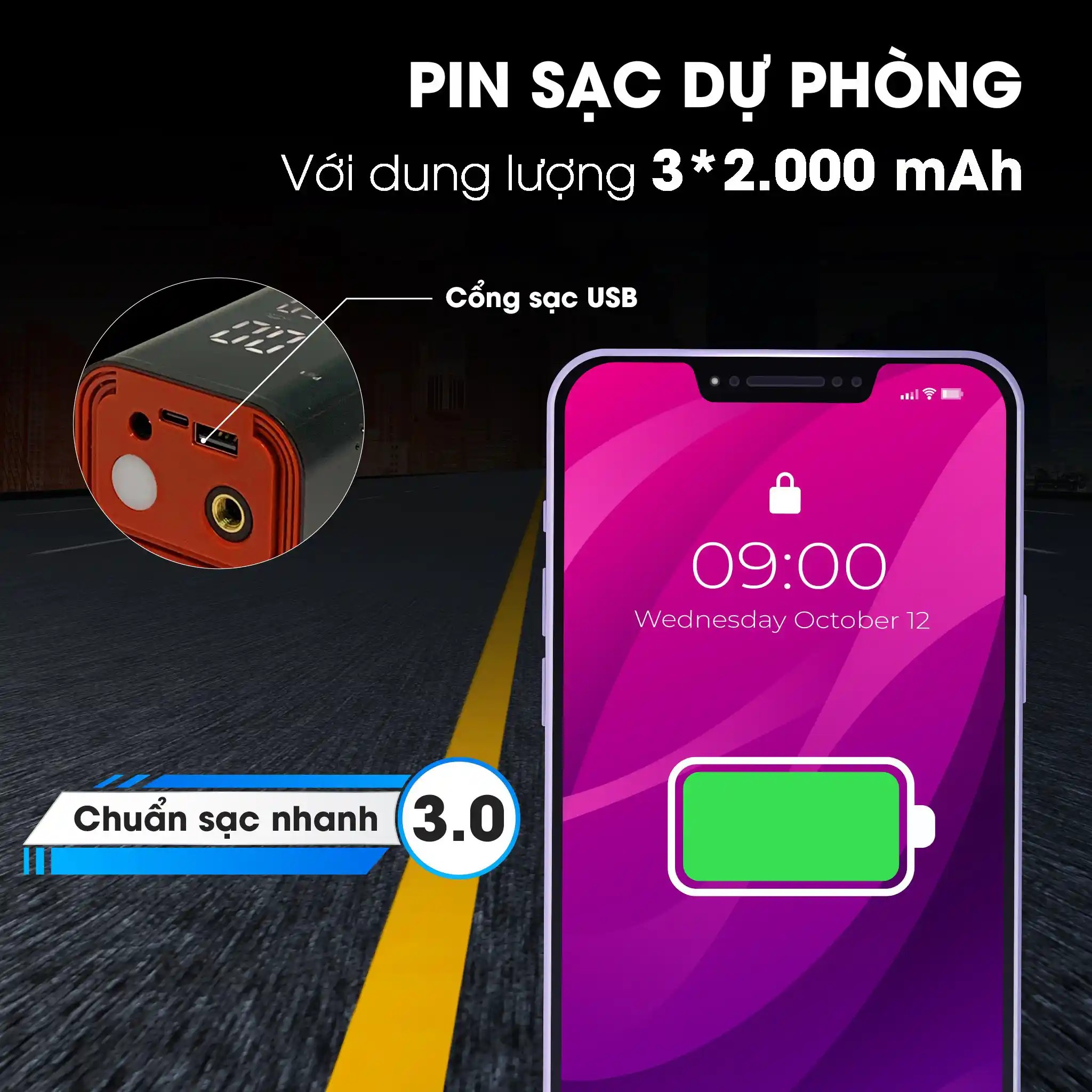 Màn hình LED hiển thị áp suất của bơm xe ô tô mini HTD P23