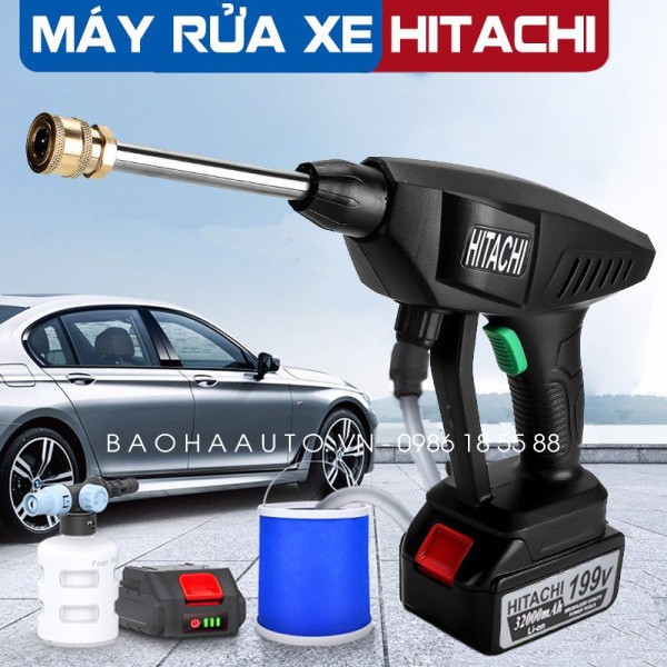 Máy rửa xe ô tô Hitachi 199V hoạt động với áp lực mạnh mẽ