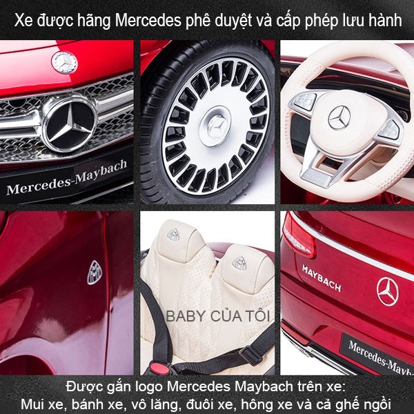 Ngoại thất và đèn pha của xe ô tô điện trẻ em Mercedes Maybach S650 bản quyền