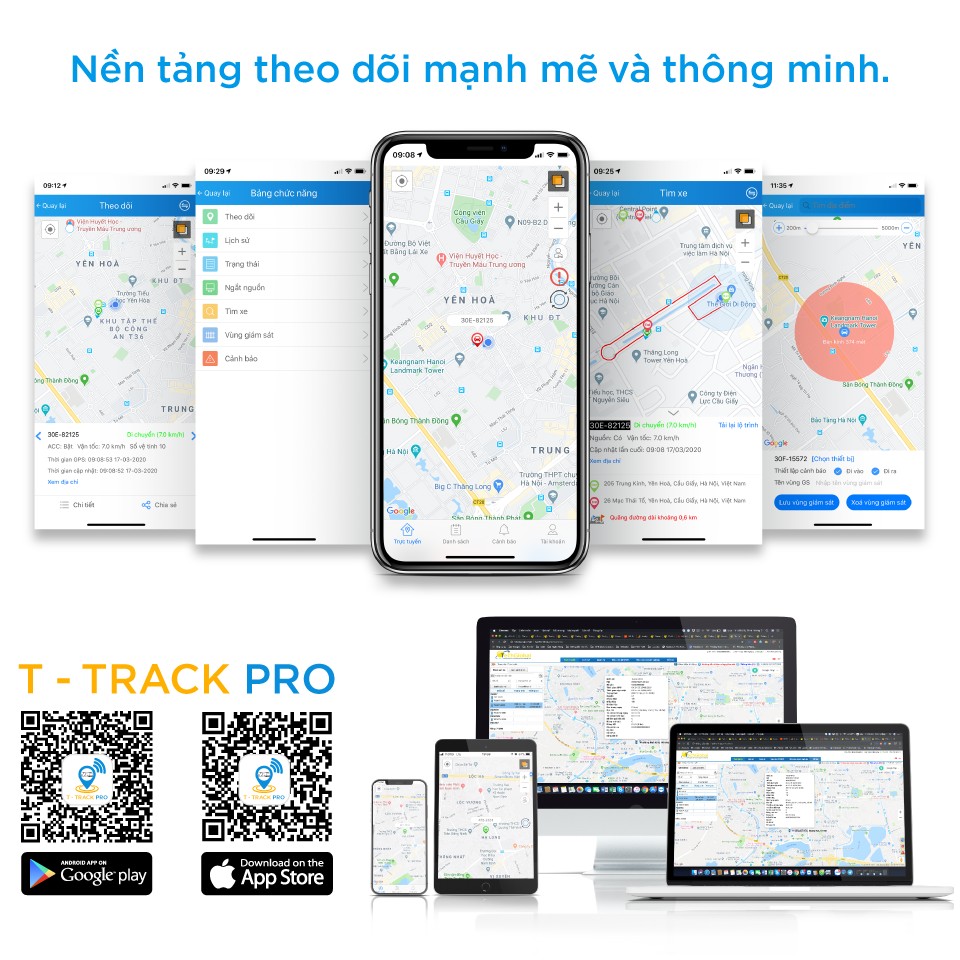 Theo dõi xe máy và ô tô trên nền tảng ứng dụng di động và máy tính