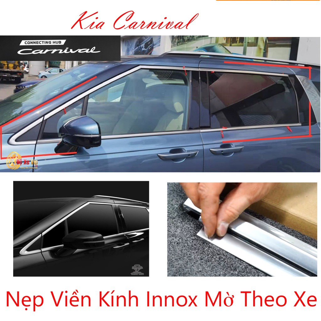 nep chan kinh vien cong kinh cua xe carnival ma dien inox sang bong gan op trang tri lam dep vien ki