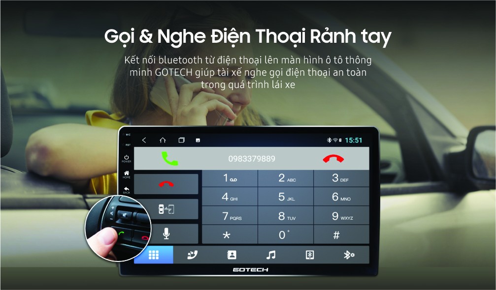 Tính năng nghe gọi rảnh tay khi lắp màn hình DVD Android ô tô