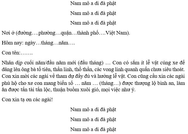 Bài văn khấn lễ cúng xe ô tô cuối năm chi tiết