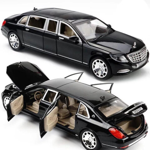 Hình ảnh xe ô tô mô hình bằng sắt Mercedes-Benz S600 Maybach màu đen chân thực