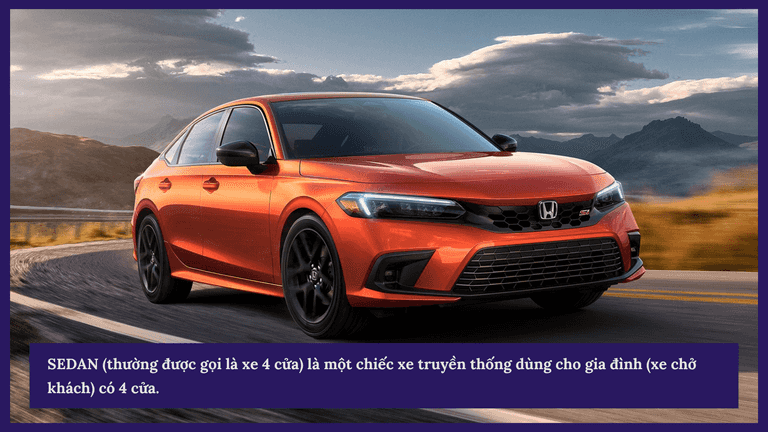 Phân biệt các loại xe ô tô trong tiếng Anh với dòng xe Sedan