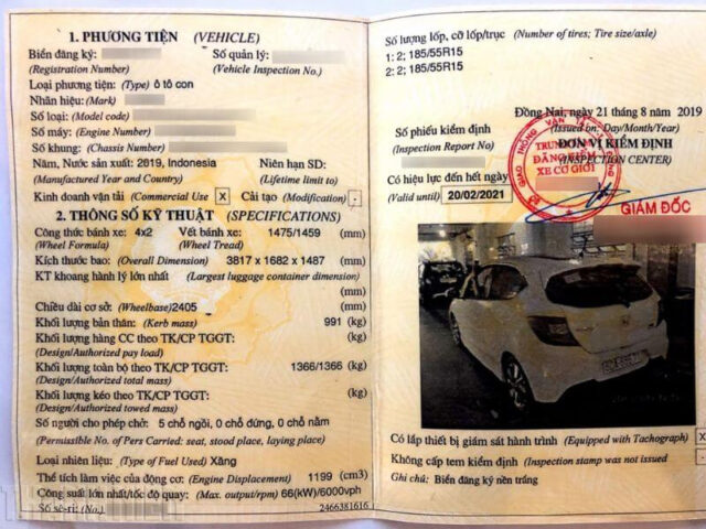 Sổ đăng kiểm xe ô tô ghi rõ loại nhiên liệu là dầu diesel