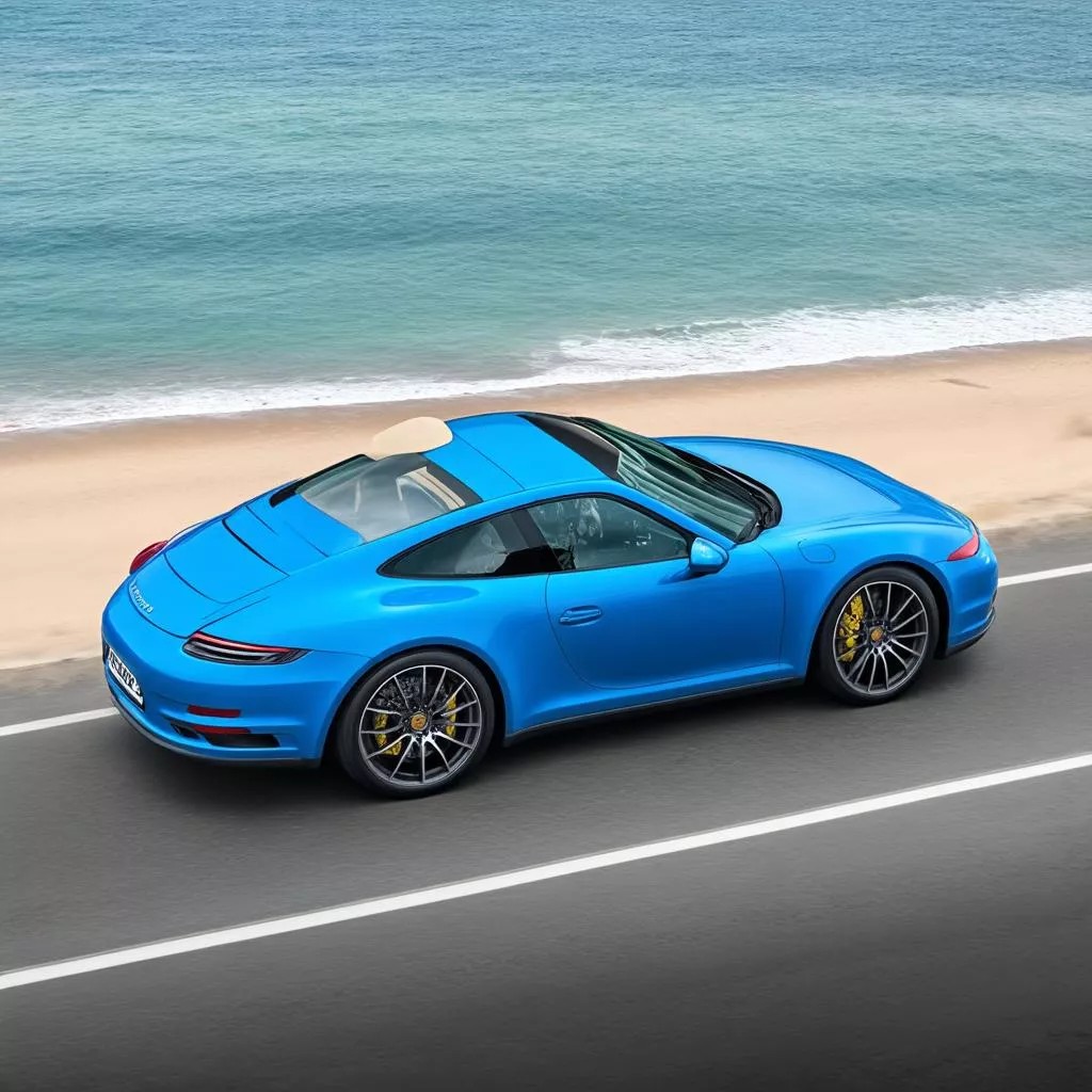 Porsche 911 Carrera S màu xanh, biểu tượng của hãng xe thể thao nổi tiếng Đức