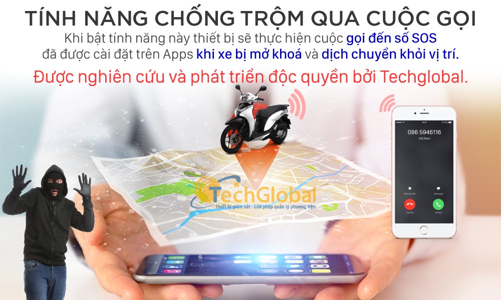 Hệ thống cảnh báo chống trộm xe máy và ô tô qua cuộc gọi điện thoại