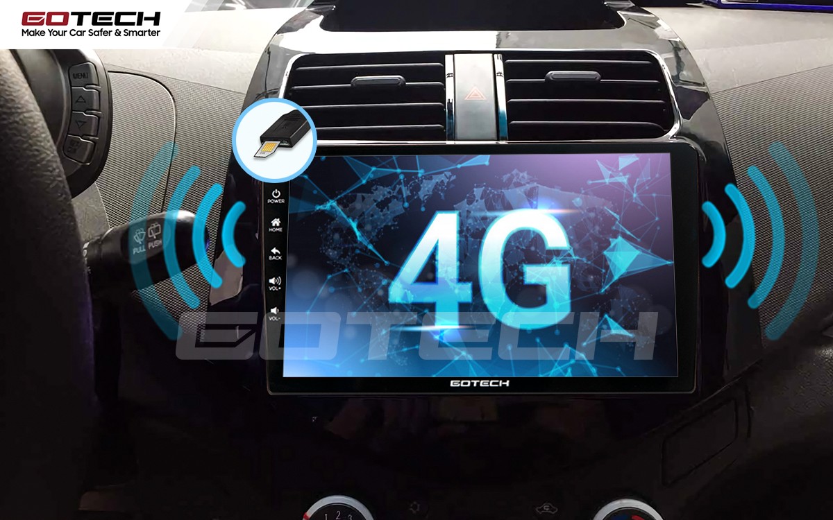 Sim 4G tích hợp trên màn hình GOTECH cho xe ô tô Chevrolet 2012 Spark, cung cấp internet tốc độ cao mọi lúc