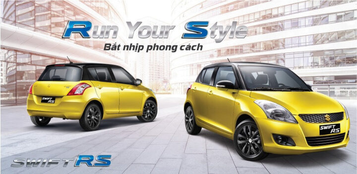 Suzuki Swift RS màu đỏ, mẫu xe đô thị với thiết kế hiện đại và thể thao.