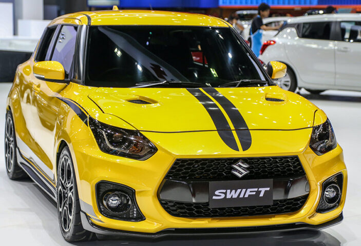 Suzuki Swift 2024 màu vàng, kiểu dáng thời trang và động cơ mạnh mẽ.