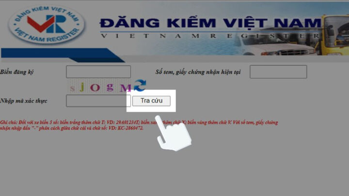 Nhấn nút "Tra cứu" sau khi điền thông tin để xem kết quả tra cứu số máy xe ô tô