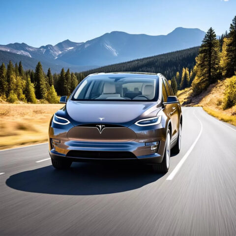 Xe ô tô điện Tesla Model X vận hành mạnh mẽ trên đường cao tốc