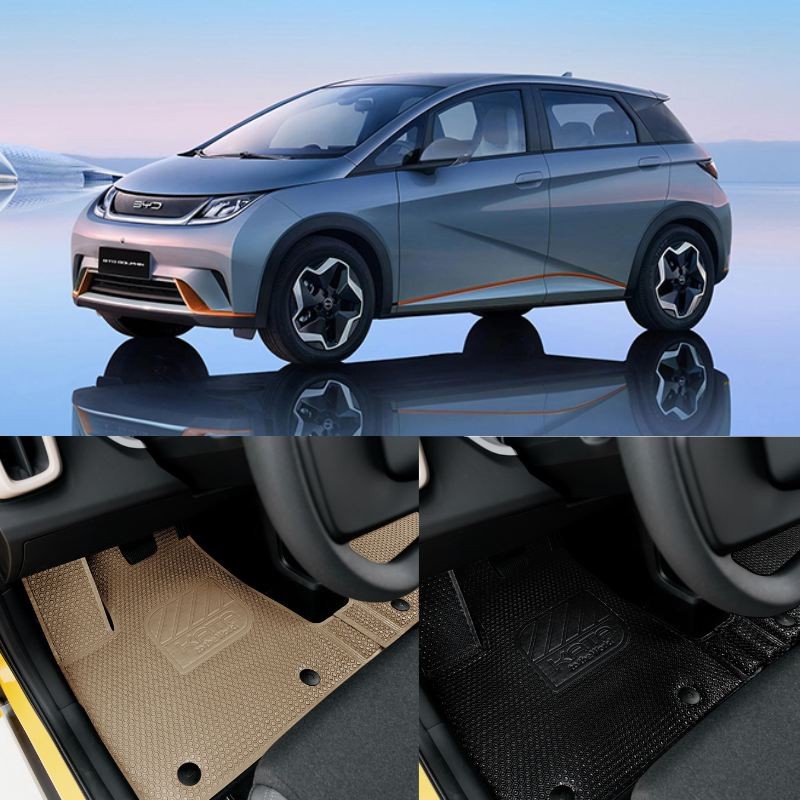 Thiết kế thảm lót sàn chuyên biệt cho BYD Dolphin, phản ánh sự chú trọng đến từng chi tiết nhỏ trong xe ô tô cao cấp.