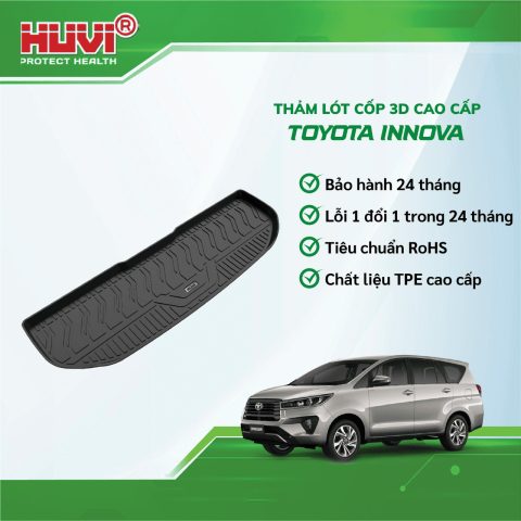 Kết cấu rãnh chống nước của thảm lót sàn HUVI chuyên dụng cho xe ô tô Innova 7 chỗ