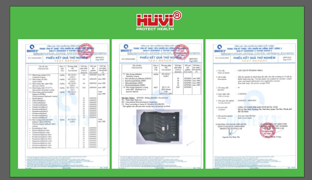 Thảm lót sàn xe ô tô Kia Seltos đạt Chứng nhận trung tâm kỹ thuật tiêu chuẩn đo lường chất lượng 3