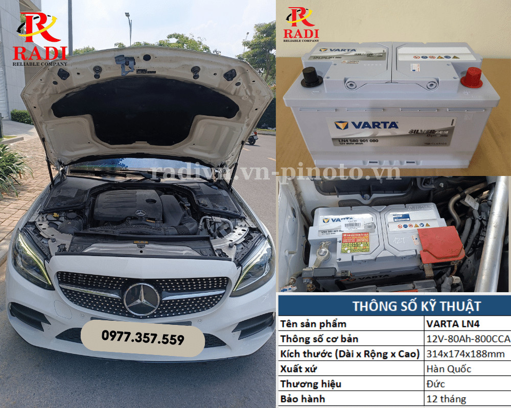 Thay bình ắc quy xe Mercedes C200