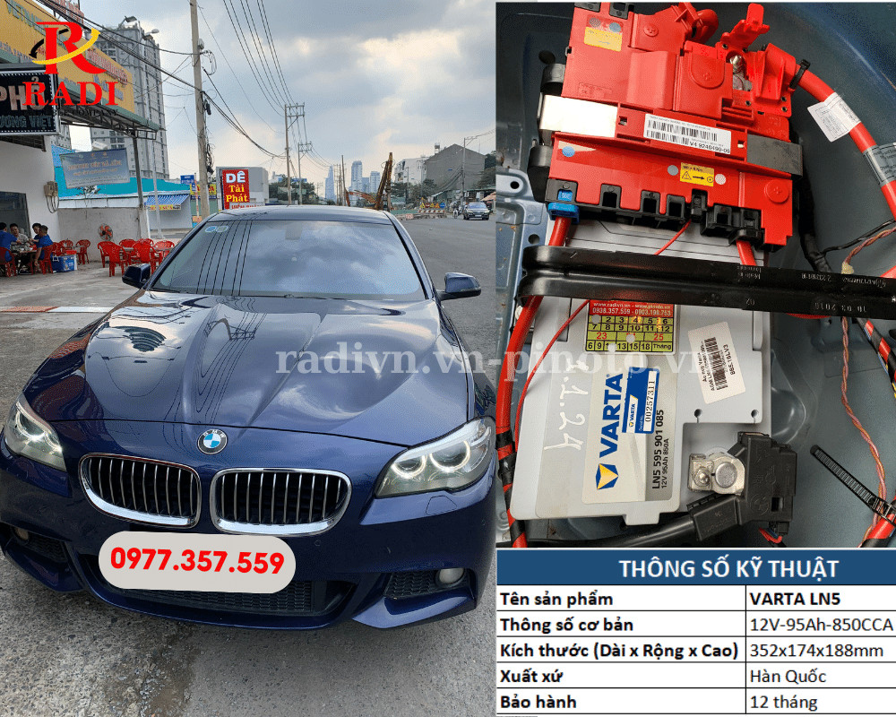 Thay bình ắc quy xe BMW 520i