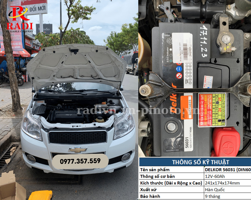 Thay bình ắc quy xe Chevrolet Aveo