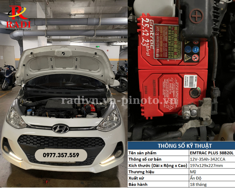 Thay ắc quy xe Hyundai Grand i10