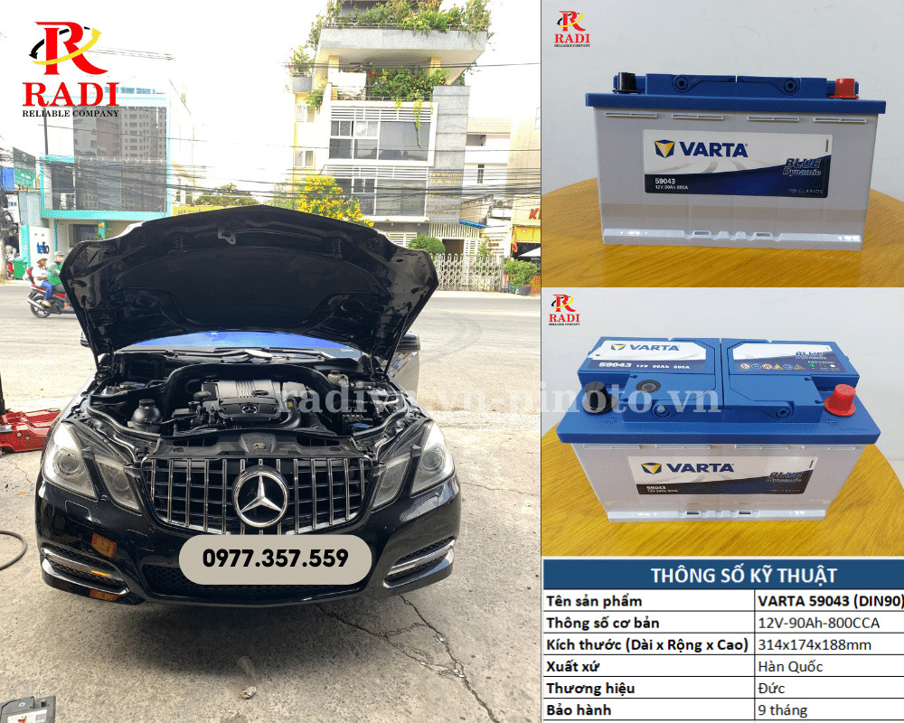 Thay bình ắc quy xe Mercedes E-Class