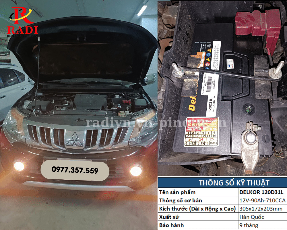 Thay ắc quy xe Mitsubishi Triton