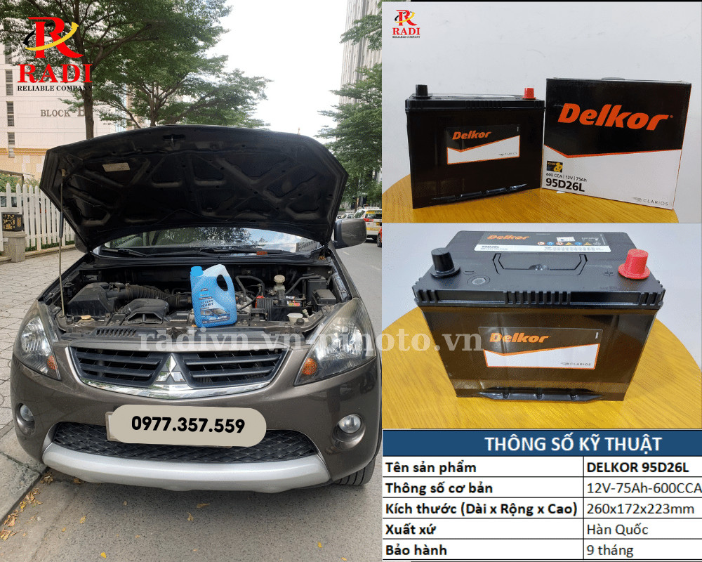 Thay ắc quy xe Mitsubishi Zinger
