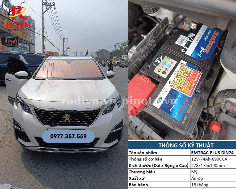 Thay bình ắc quy xe Peugeot 5008