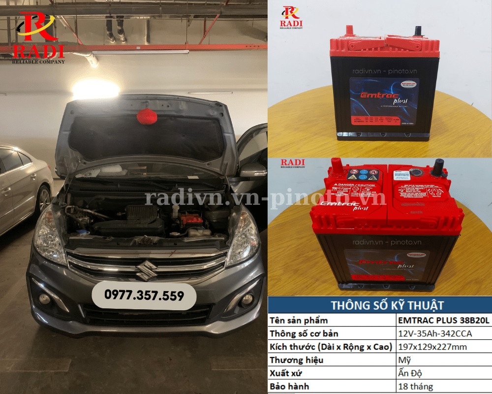 Thay bình ắc quy xe Suzuki Ertiga