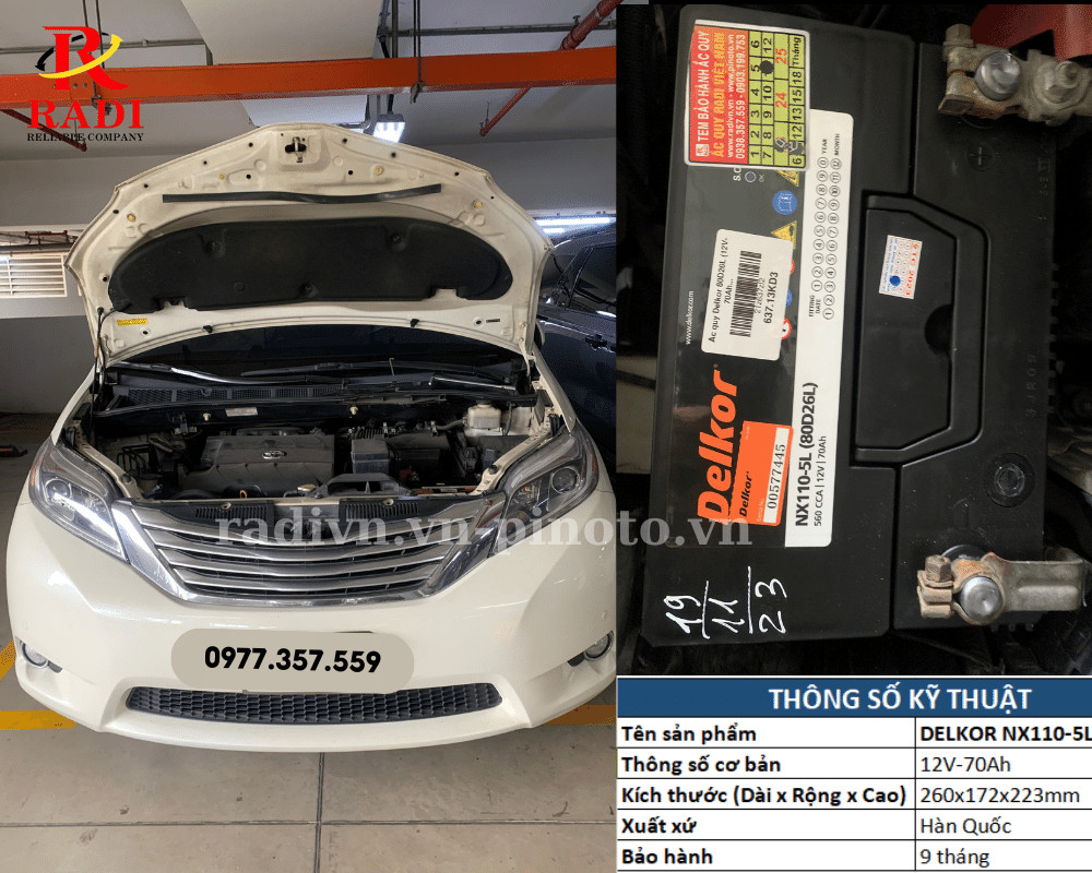Thay ắc quy xe Toyota Sienna