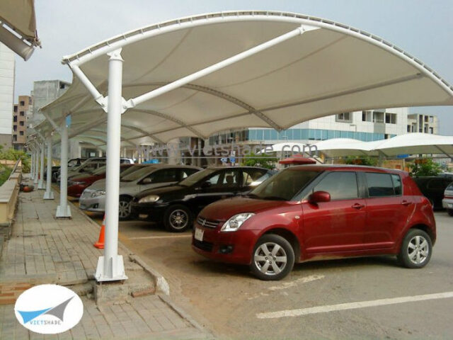 Mô hình thi công nhà để xe ô tô bằng cấu trúc bạt căng hiện đại