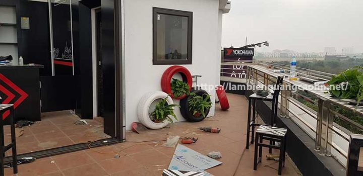 Trang trí cây xanh tại showroom trưng bày xe ô tô
