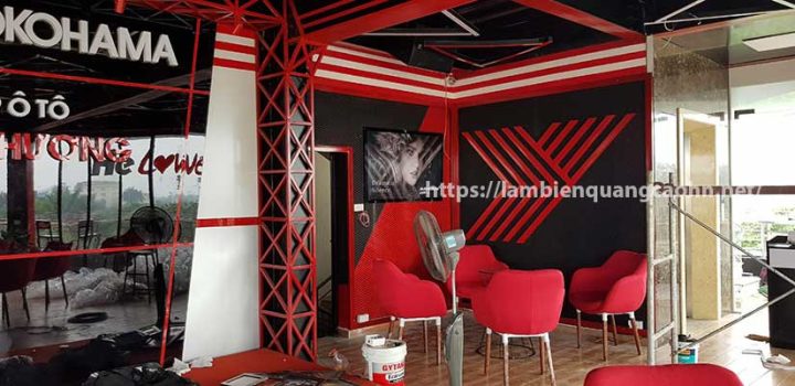 Backdrop sân khấu với đèn LED tại showroom xe ô tô