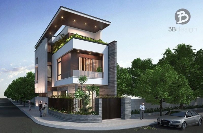 Thiết kế nhà phố tầng hầm 2 tầng với không gian rộng rãi, giàu ánh sáng tự nhiên.
