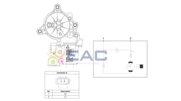 Thông tin của mô tơ nâng hạ kính ghế hành khách trong hệ thống điện thân xe ô tô