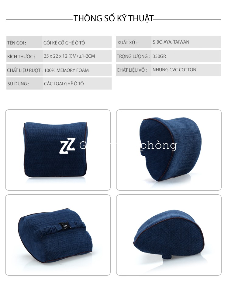 Thông số kỹ thuật gối đỡ cổ ô tô cao cấp