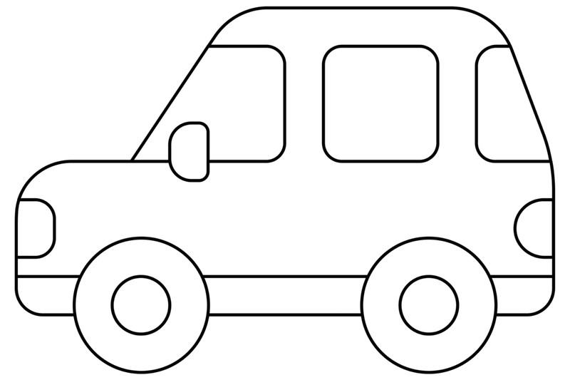 Tranh tô màu xe ô tô con với thiết kế thân thiện, ít chi tiết rườm rà