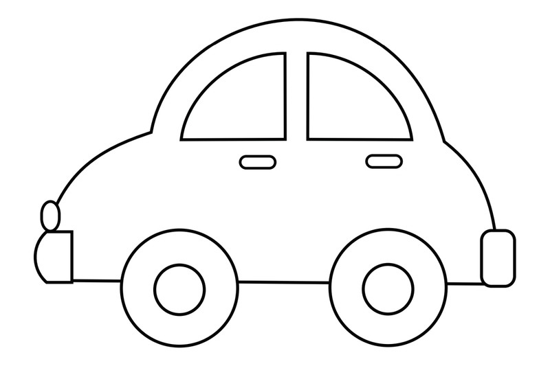 Mẫu tranh tô màu xe ô tô dạng sedan với bánh xe to dễ tô cho trẻ nhỏ