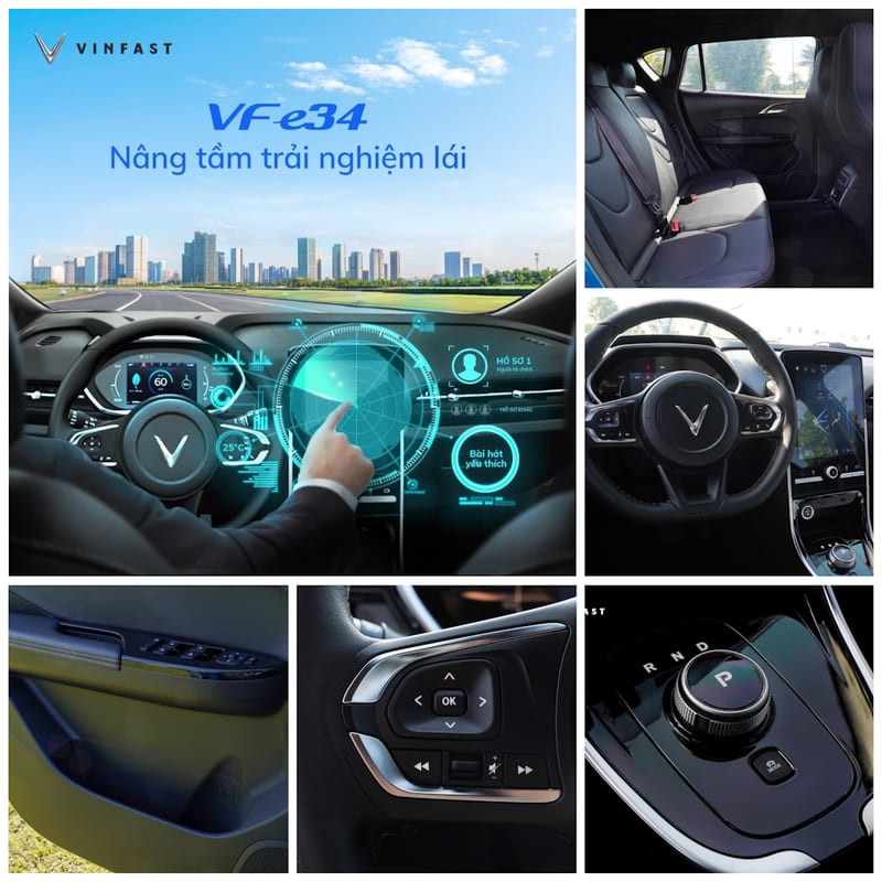 Nội thất VinFast VF e34 với trợ lý ảo và công nghệ hỗ trợ lái, nâng cao trải nghiệm người dùng các mẫu xe ô tô VinFast