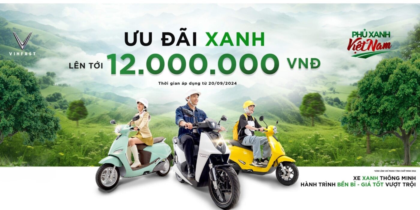 uu dai xanh len toi 12000000 vnd danh cho xe may dien vinfast