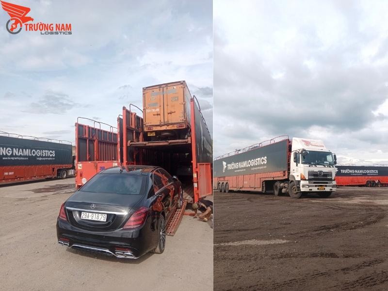 Xe ô tô đang được vận chuyển trên xe chuyên dụng theo đúng hợp đồng đã ký kết